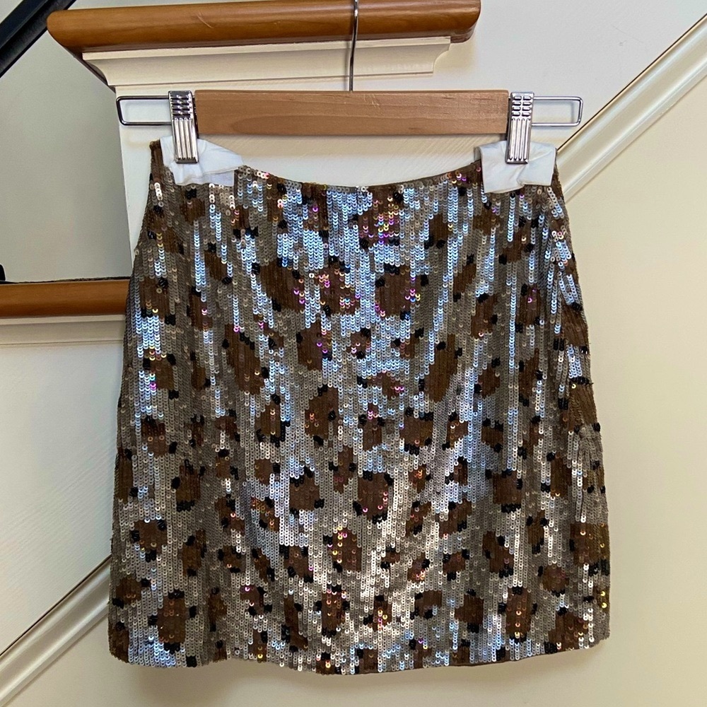 LPA Sequin Leopard Mini Skirt Size XS BNWOT